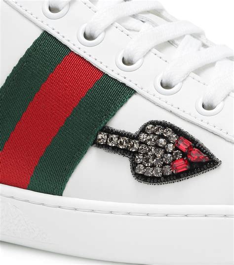 gucci sneakers with roses|Gucci ace embellished leather sneakers.